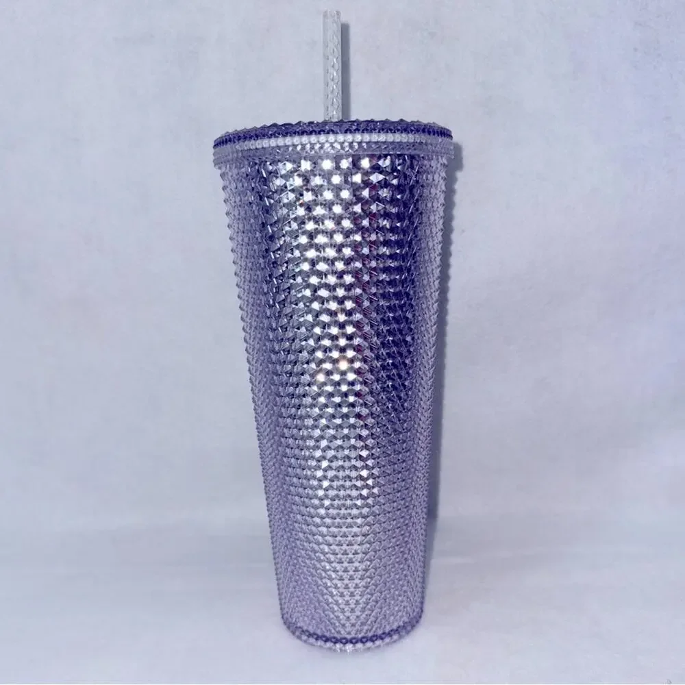 NWT Starbucks Insulated Acrylic Tumbler with Straw Silver Studded 24oz New